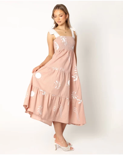 Petal & Pup - Sarelle Midi Dress - Tan Blush