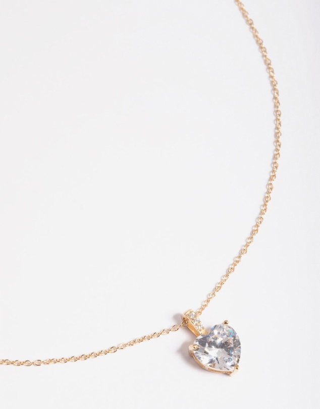 Lovisa - Gold Plated Sterling Silver Cubic Zirconia Heart Necklace