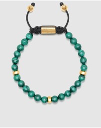 Nialaya Jewellery - Men's Beaded Bracelet with Malachite and Gold