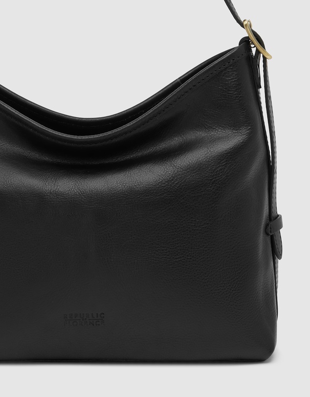 Republic of Florence - Sophia Matt Black Leather Shoulder Bag