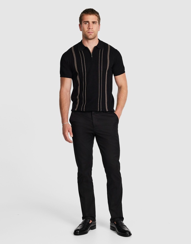 Tarocash - Luiz Stripe Zip Knit Polo