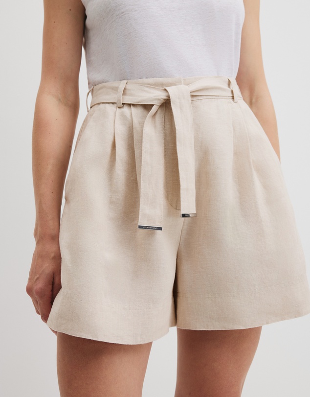 Country Road - Organically Grown Linen Tuck Front Short