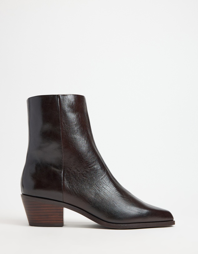 AERE - Smooth Leather Cowboy Ankle Boots