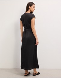 The Fated - Josephine Satin V-Neck Maxi Dress