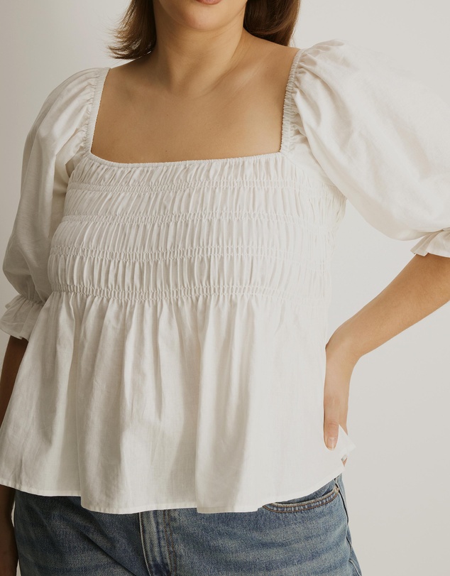 Atmos&Here Curvy - Elara Square Neck Peplum Blouse