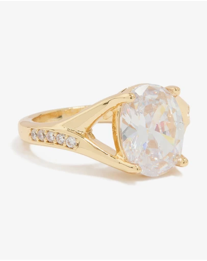 Lovisa - Gold Plated Cubic Zirconia Oval Ring