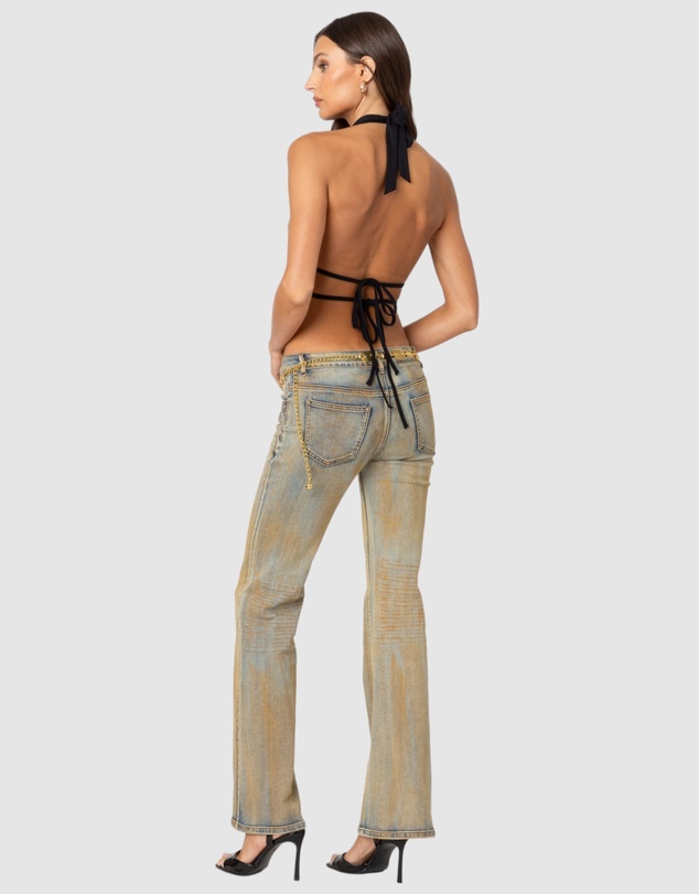 EDIKTED - Luma Split Front Backless Halter Top