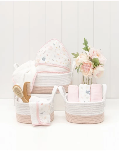Living Textiles - 3 Pc Cotton Rope Storage Set - Blush/White