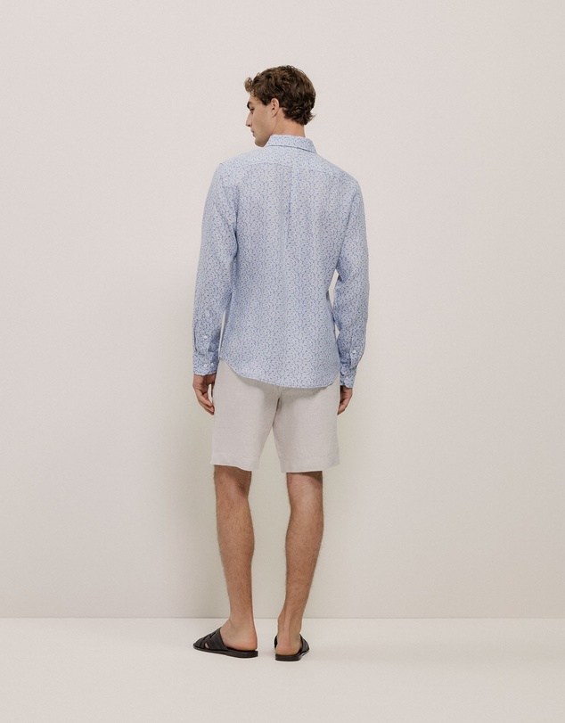 Trenery - Heath Linen Long Sleeve Shirt in Faded Blue