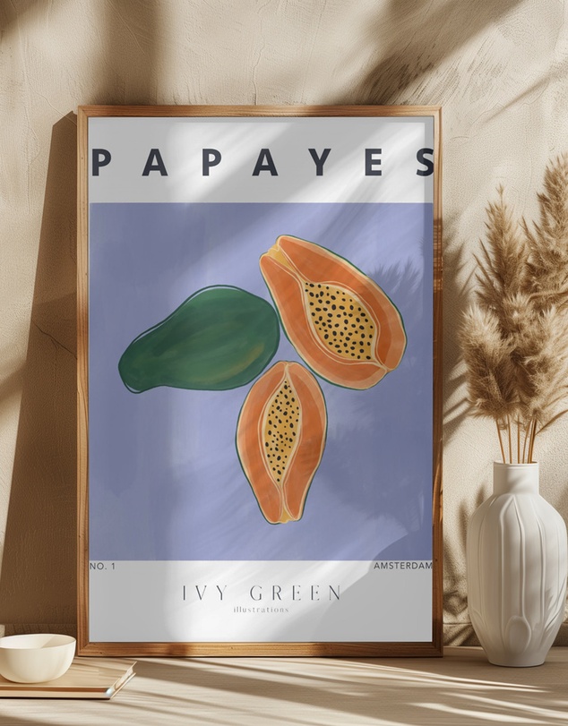 Olive et Oriel - Papayes by Ivy Green Illustrations Art Print