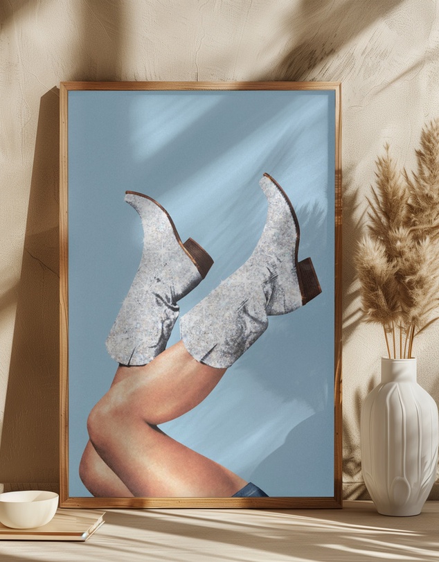 Olive et Oriel - These Boots Glitter Blue II by Vertigo Artography Art Print