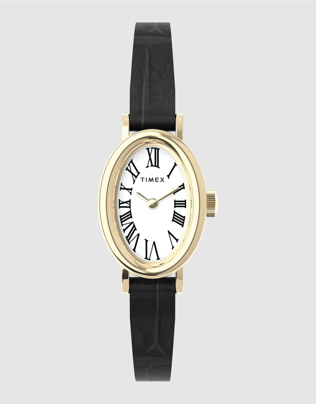 TIMEX - Women's Cavatina Gold-tone Case with Black Strap