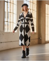 Mossée - Aurelia Geometric A line Knit Dress