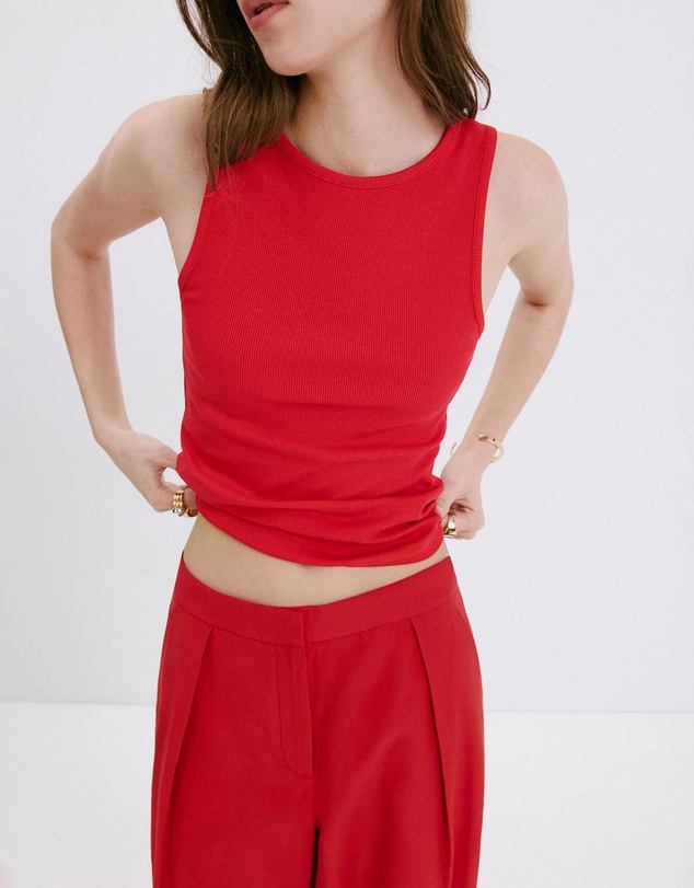 M.N.G - Ribbed Cotton-Blend Top