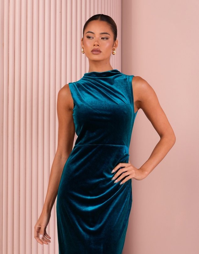 Azzurielle - Moriah High Neck Maxi Gown