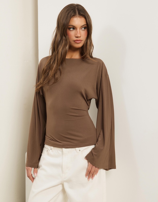 Atmos&Here - Amara Jersey Tie Back Boat Neck Top