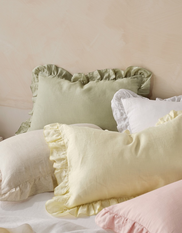 Linen House - Nimes Pure Linen Ruffle Filled Cushion
