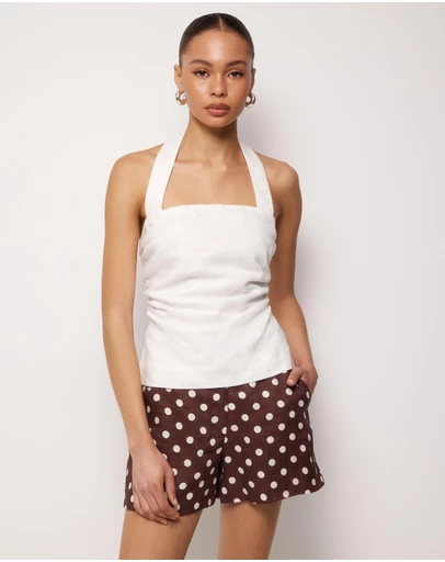 AERE - Tessa Linen Halter Top