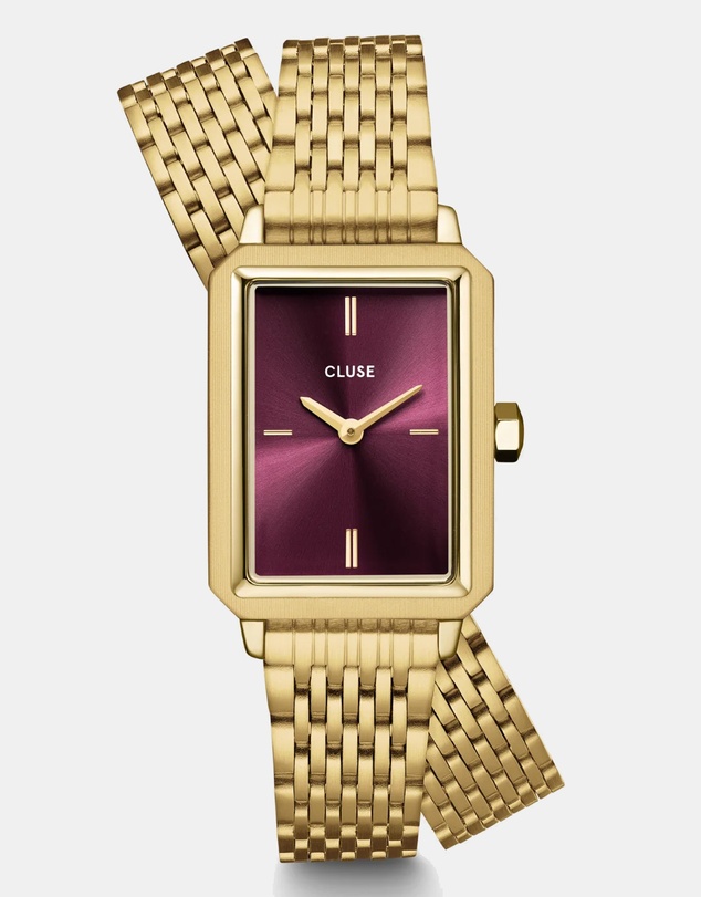 Cluse - Fluette Watch Double Steel, Wine, Gold Colour