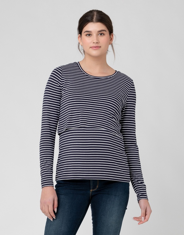 Ripe Maternity - Stripe Layered Nursing Top