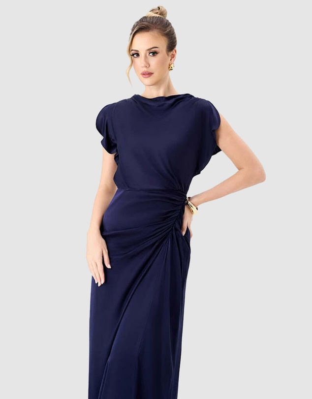 Bariano - Rasmi Ruched Satin Gown
