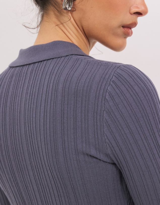 Calli - Mara Zip Knit Top With Collar