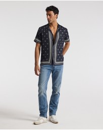 Calibre - Monogram Scarf Silk Shirt Navy