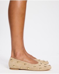 AERE - Studded Suede Ballet Flats