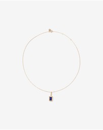 Michael Hill - Emerald Cut Created Sapphire Bezel Pendant with Chain in 10kt Yellow Gold