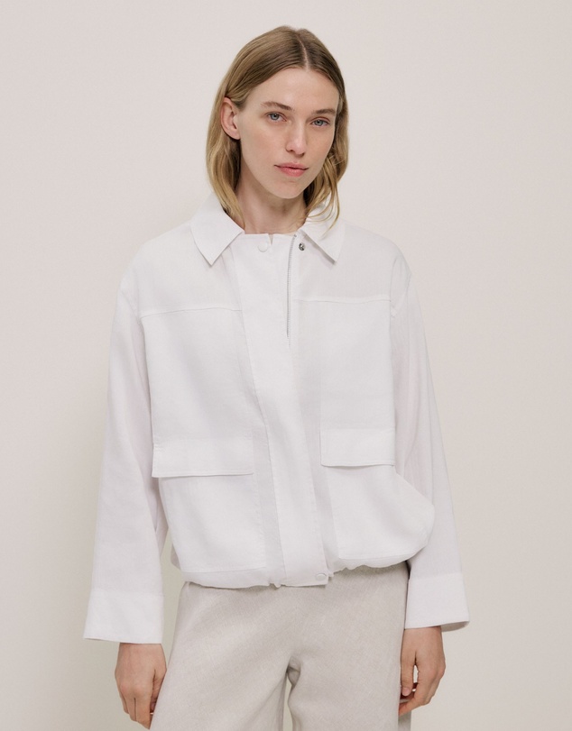 Trenery - Linen Blend Panel Detail Jacket in White