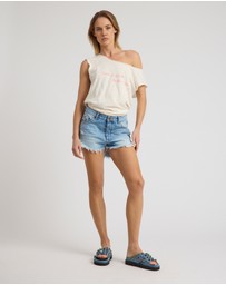 ONE TEASPOON - Outlaws Low Waist Mid-Length Denim Shorts