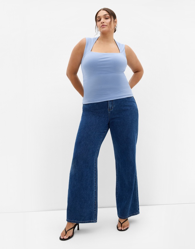 City Chic - Plus size Milly Tank - powder blue