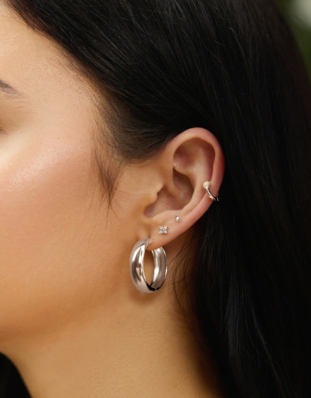 Ania Haie - Silver Chubby Large Huggie Hoop Earrings