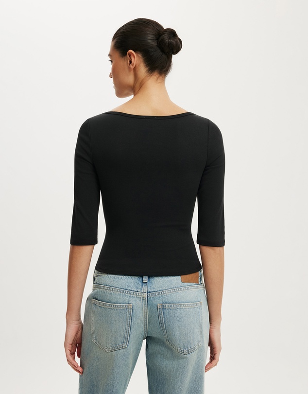 Cotton On - 90S Boatneck ¾ Sleeve
