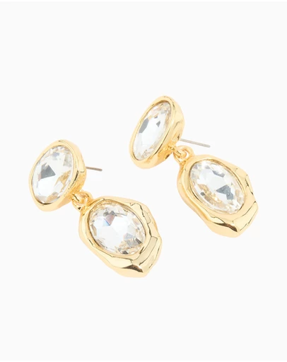 Lovisa - Gold Plated Diamante Teardrop Organic Earrings