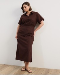 Atmos&Here Curvy - Remi Linen Blend Midi Shirt Dress