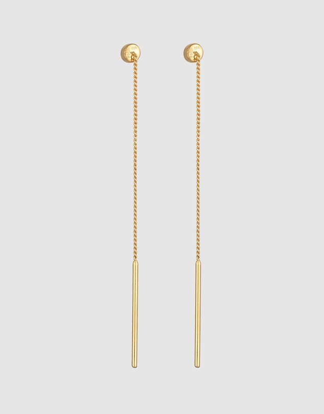 Elli Jewelry - Crystal Pull-Through Drop Earrings in Gold-Plated 925 Silver