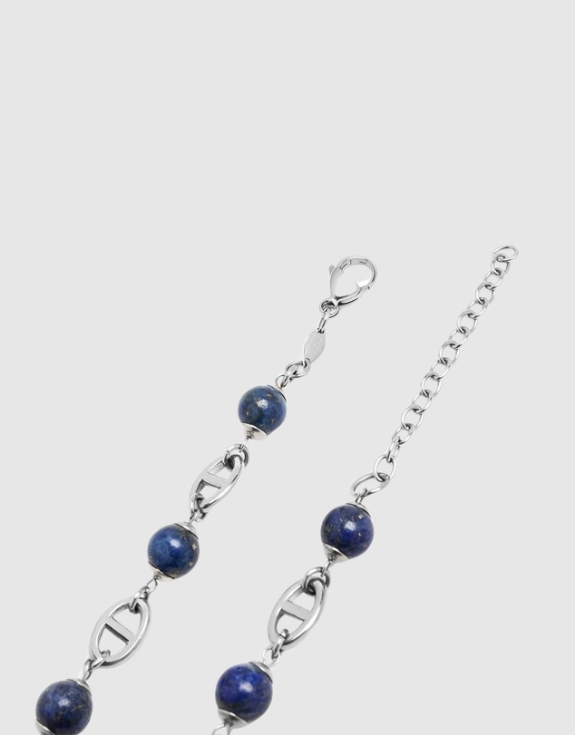 Nialaya Jewellery - Men's Silver Mariner Chain with Blue Lapis