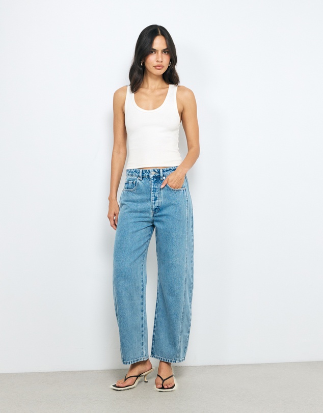 AERE - Mid Rise Barrel Leg Jeans
