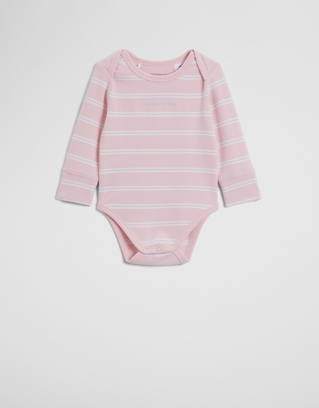 Country Road - Organically Grown Cotton Stripe Logo Long Sleeve Bodysuit