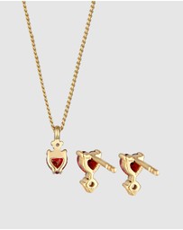 Elli Jewelry - Jewelry Set Heart Red Zirconia 925 Sterling Silver Gold-plated