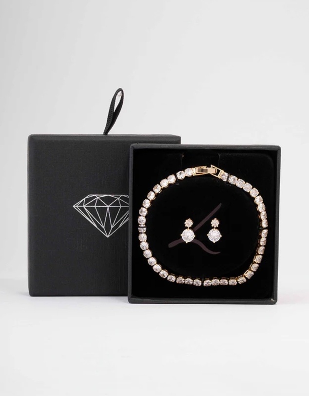 Lovisa - Gold Round Tennis Bracelet & Earring Set