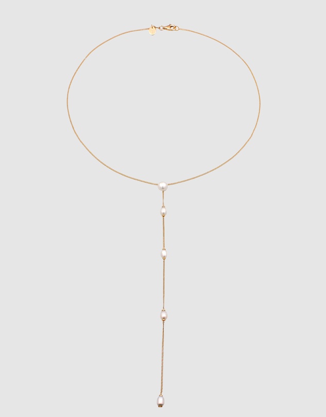 Elli Jewelry - Necklace Y with Pearls Cultured Freshwater Pearls 925 Sterling Silver Gold-plated