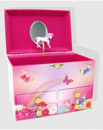 Pink Poppy - Unicorn Butterfly Medium Musical Jewellery Box