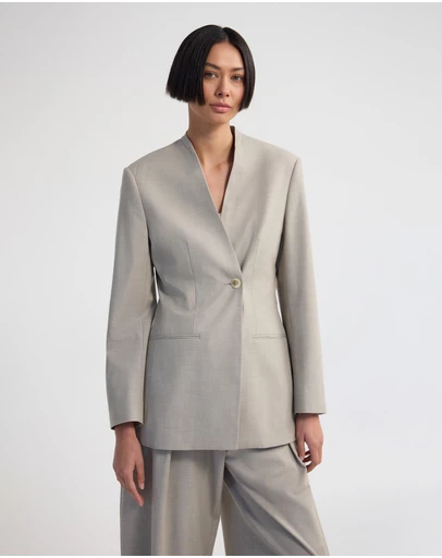 Oxford - Carlie Wool Blend Collarless Blazer