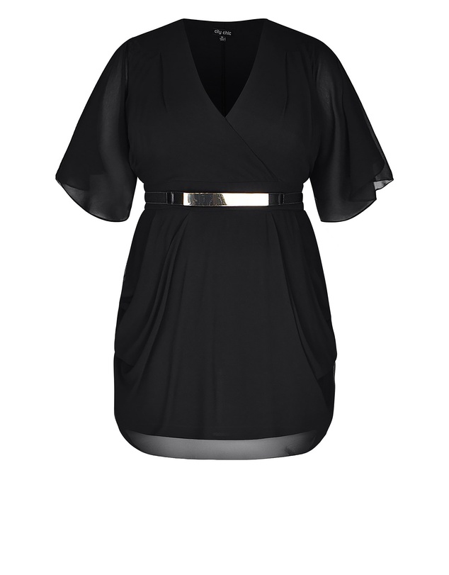 City Chic - Draped Faux Wrap Dress