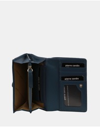 Pierre Cardin - Pierre Cardin Canvas Print/Leather Trim Bi-Fold Flap Wallet