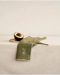 Black Blaze - Embroidered Linen Napkin Set