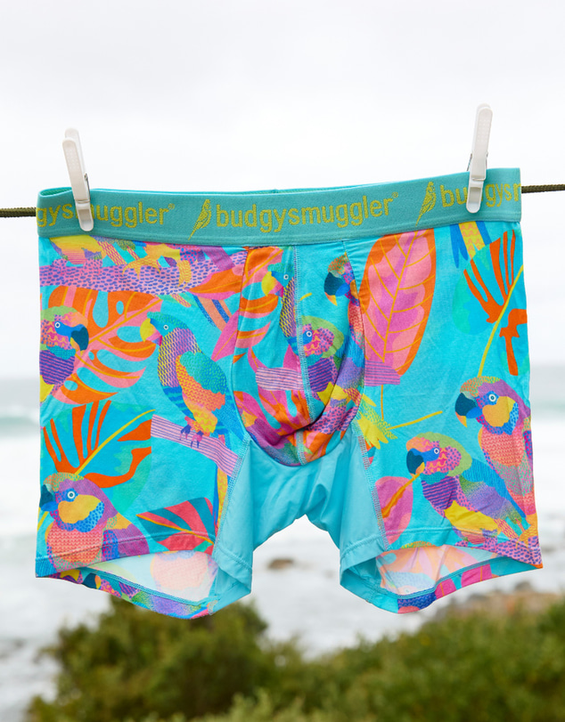 Budgy Smuggler - Men's Underwear Trunks in Techno Parrots