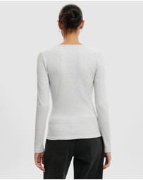 Cotton On - Scoop Neck Rib Long Sleeve Top